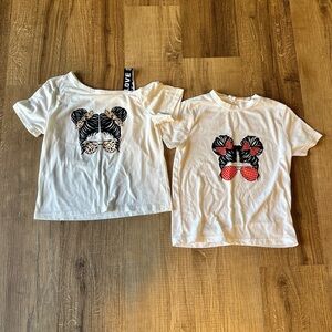 SHEIN White Short Sleeve Tees with messy bun girl‎ design